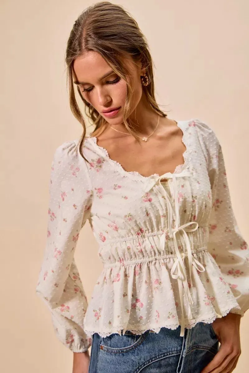 Wildflower Lace Ruched Bow Blouse — view 15