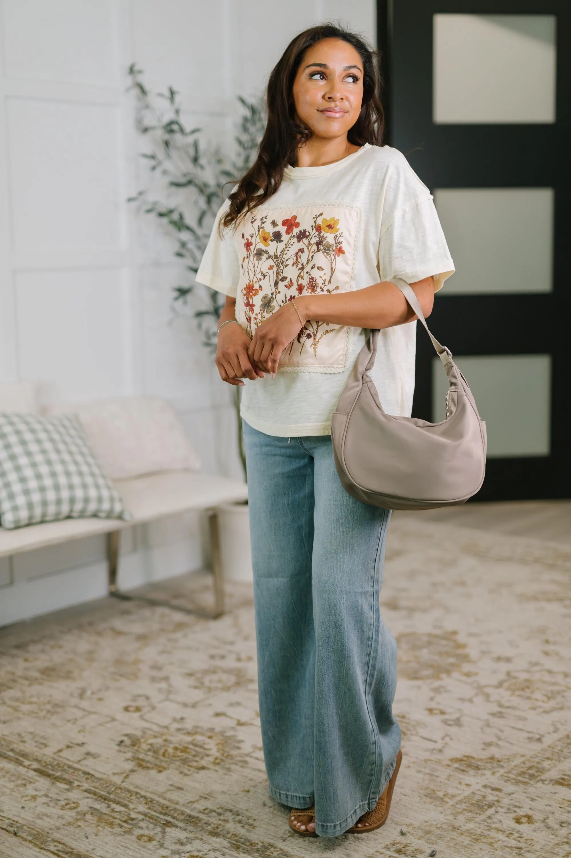 Wildflowers Applique Cotton Top — view 3