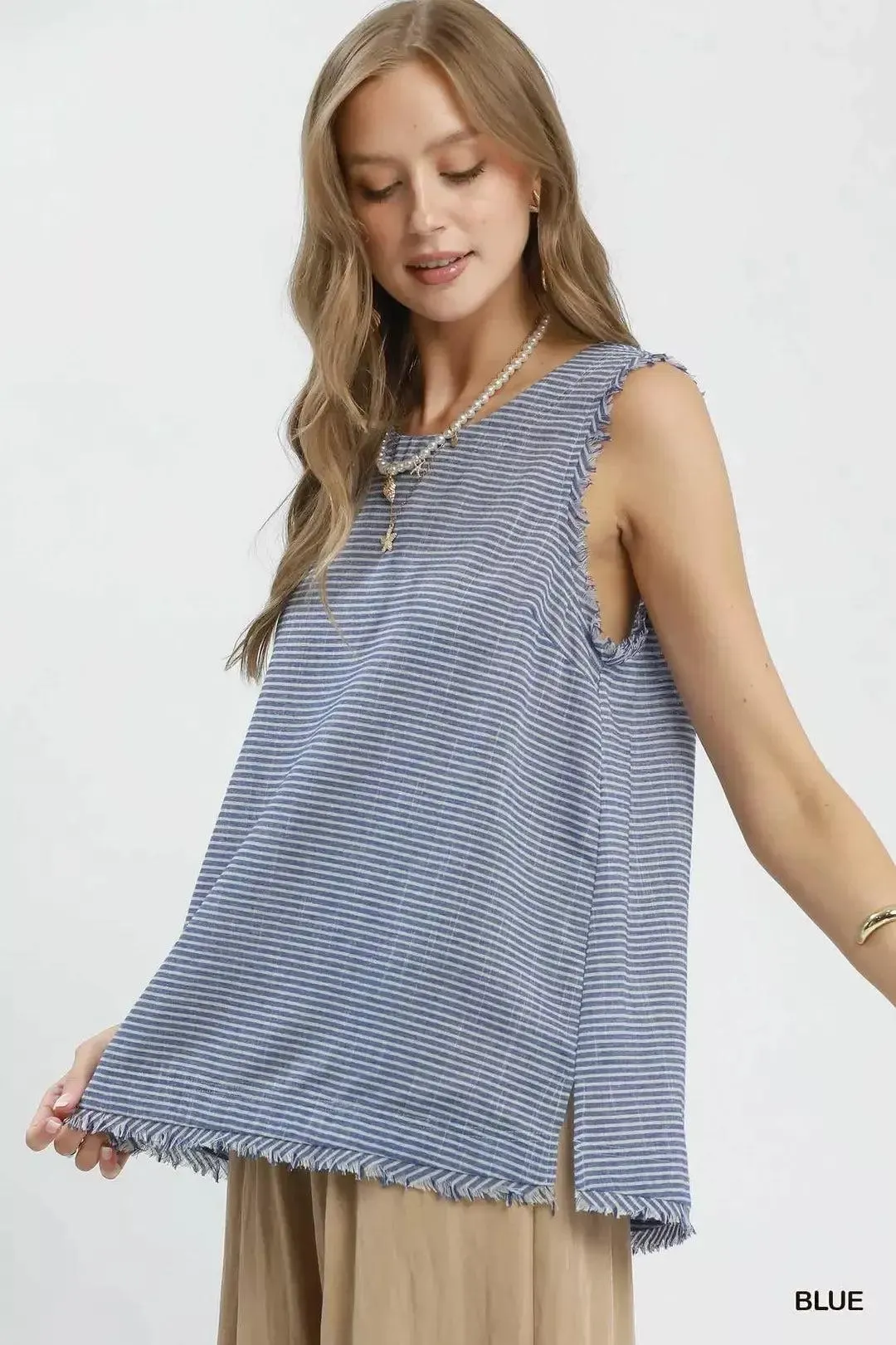 Coastal Breeze Linen Fringe Top — view 2