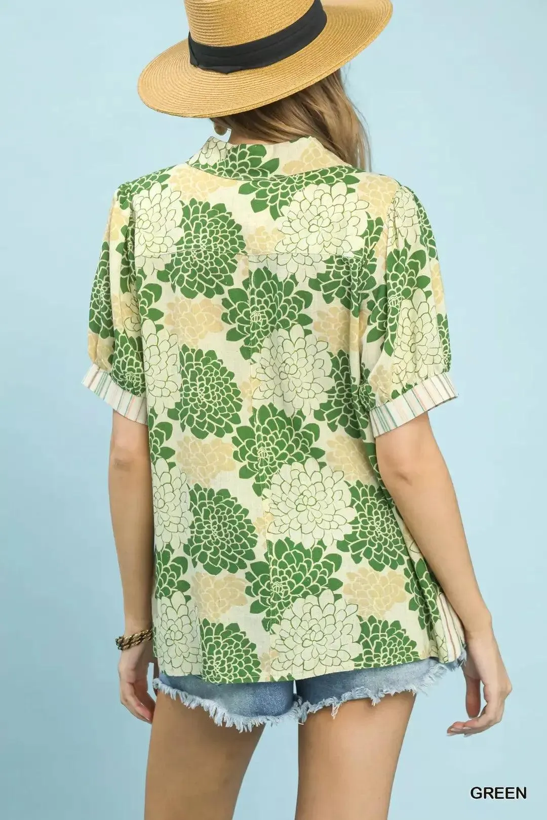 Wild Berry Blooms Linen Blouse — view 3