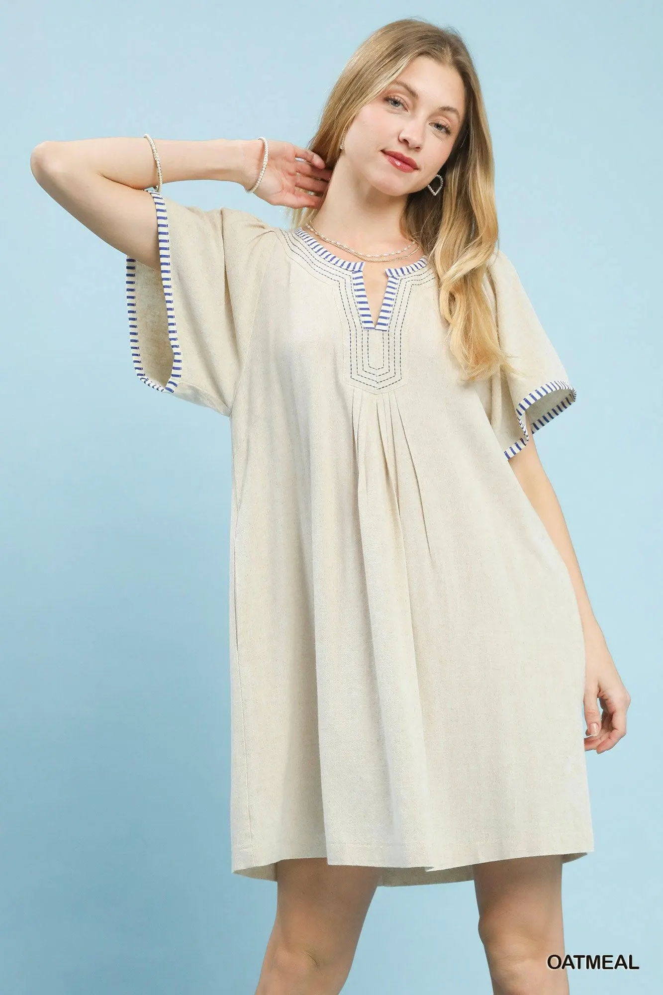 Cottage Linen Cotton Trim Dress — view 3