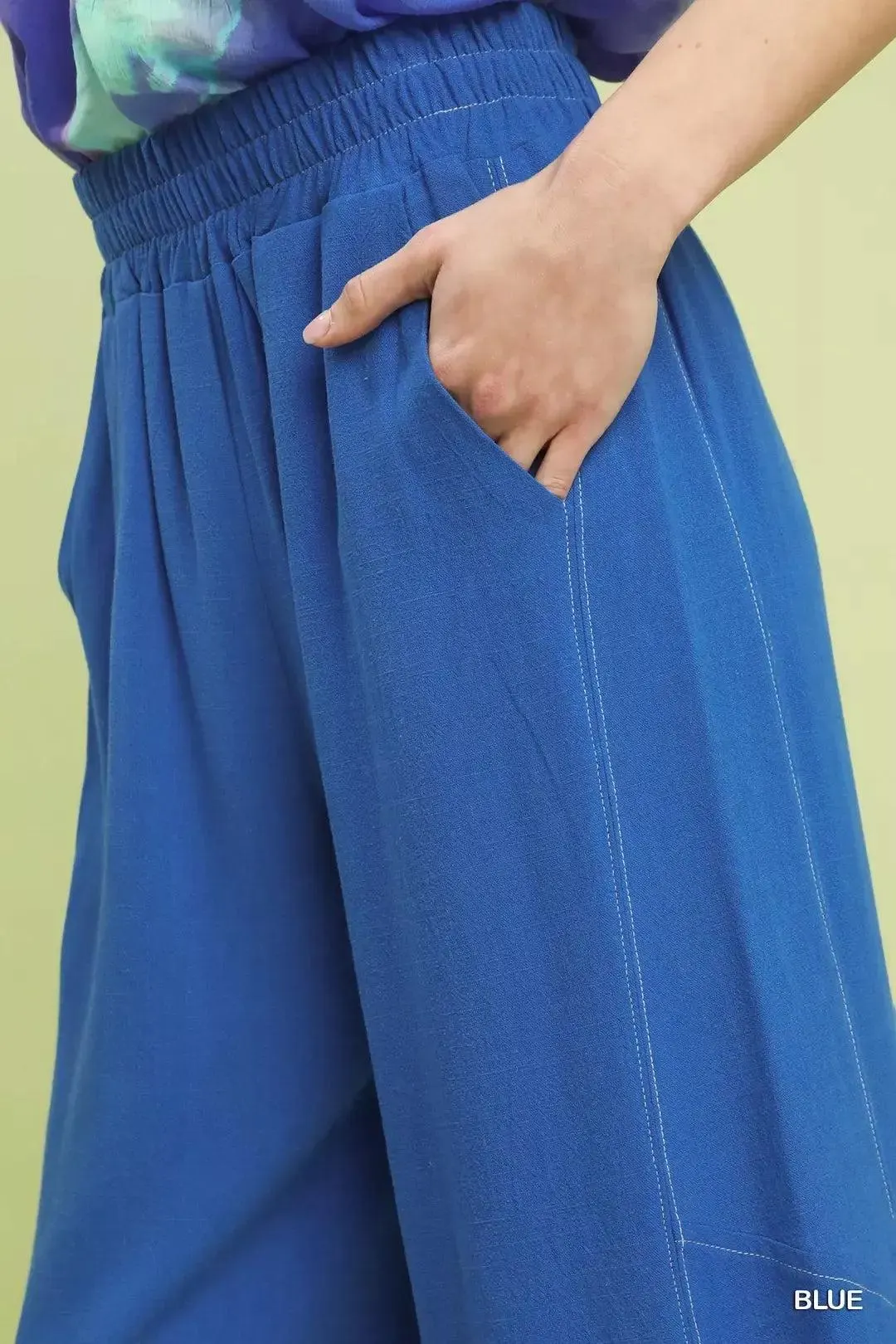 Bluebell Linen Elastic Waist Wide Leg Pants — view 4