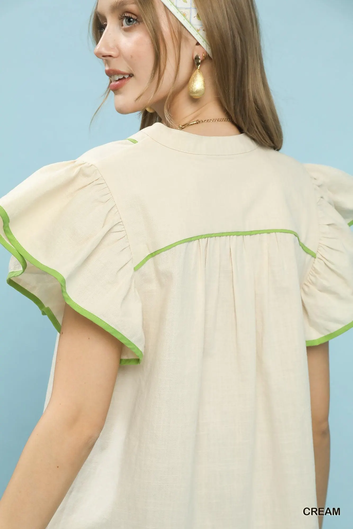 Whipped Cream Cotton Babydoll Blouse — view 5
