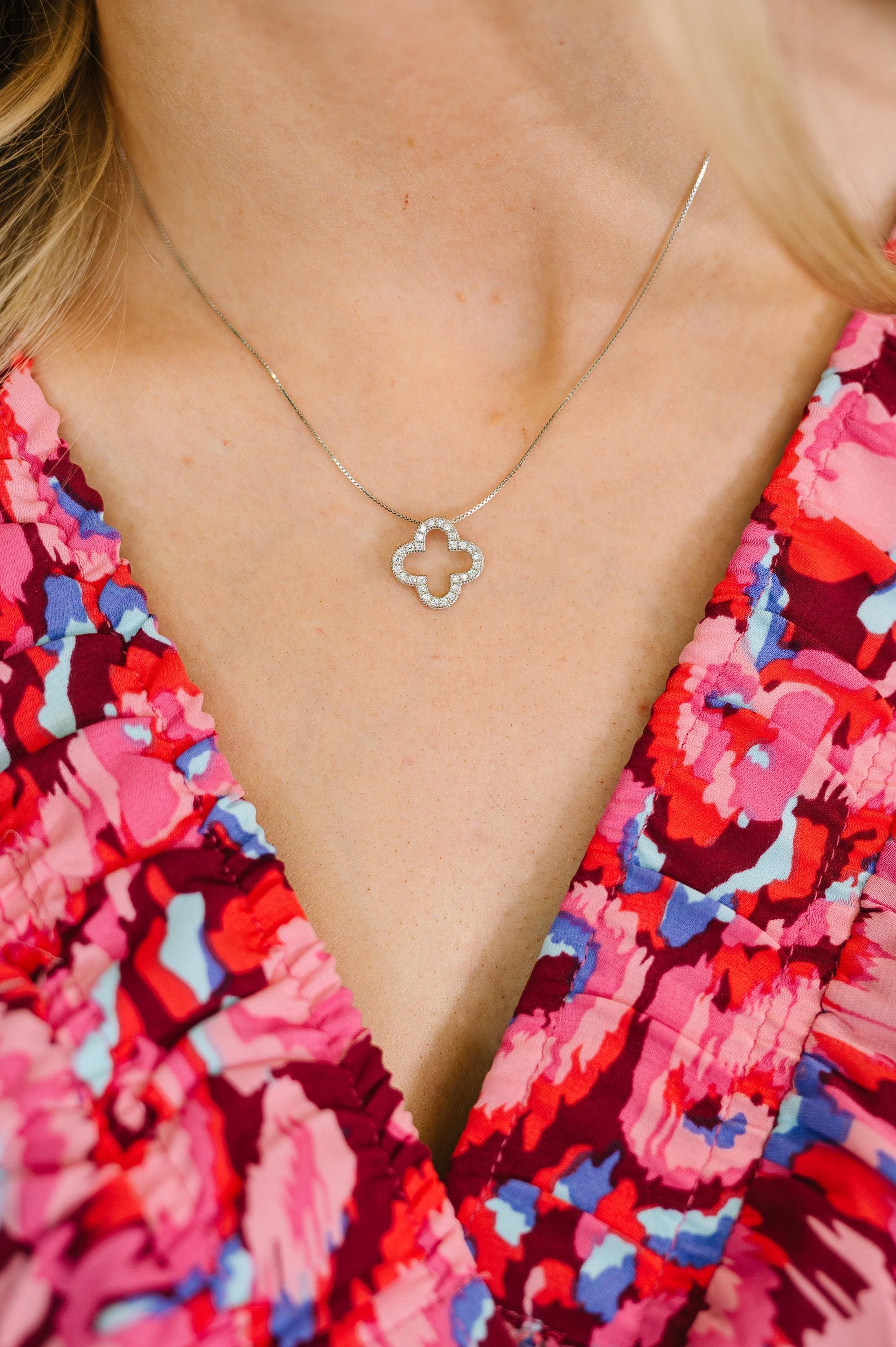 Lucky Girl Sterling Silver Pendant Zirconia Diamonds