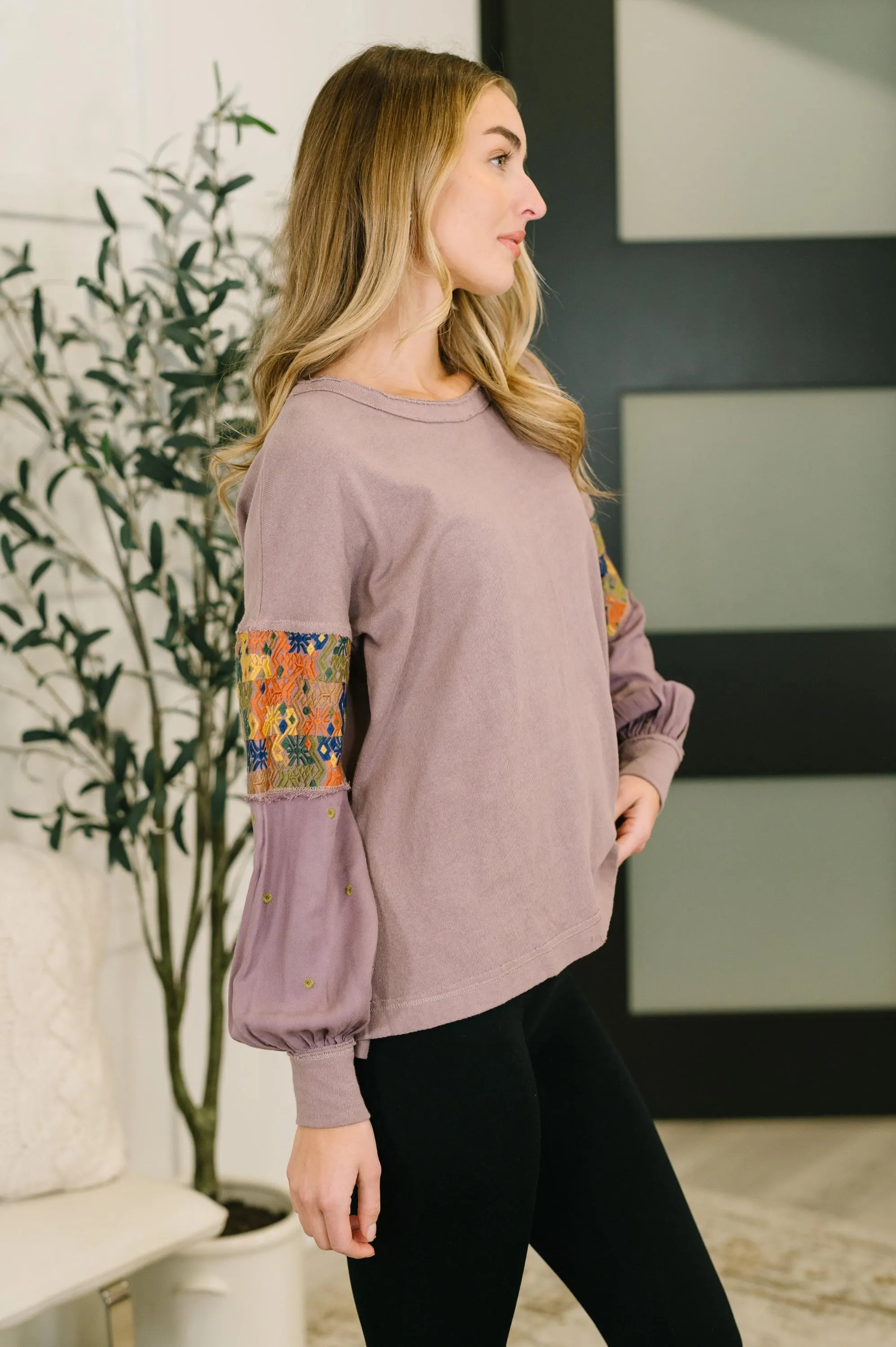 Subtle Breeze Floral Patchwork Pullover — view 4
