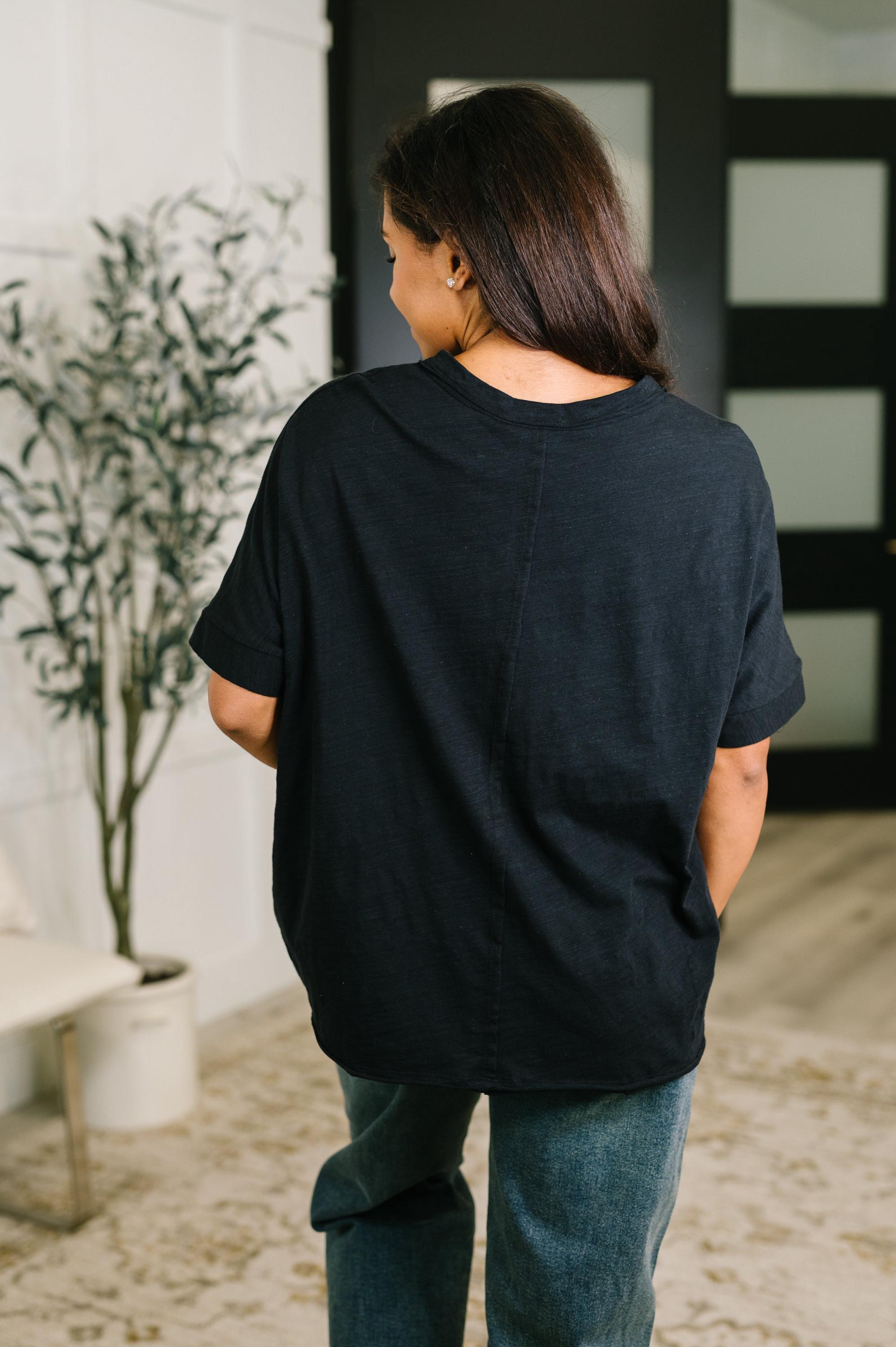 Relaxed Basic Cotton Tee in Black — view 5