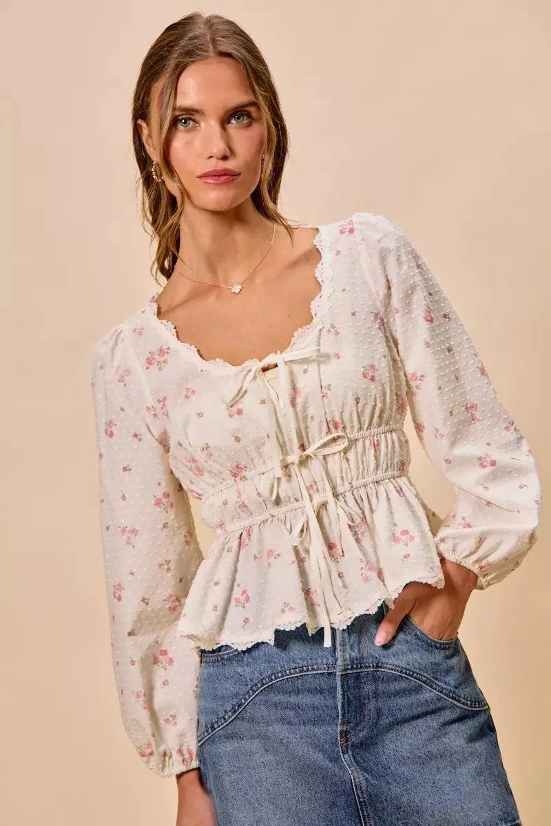 Wildflower Lace Ruched Bow Blouse — view 14