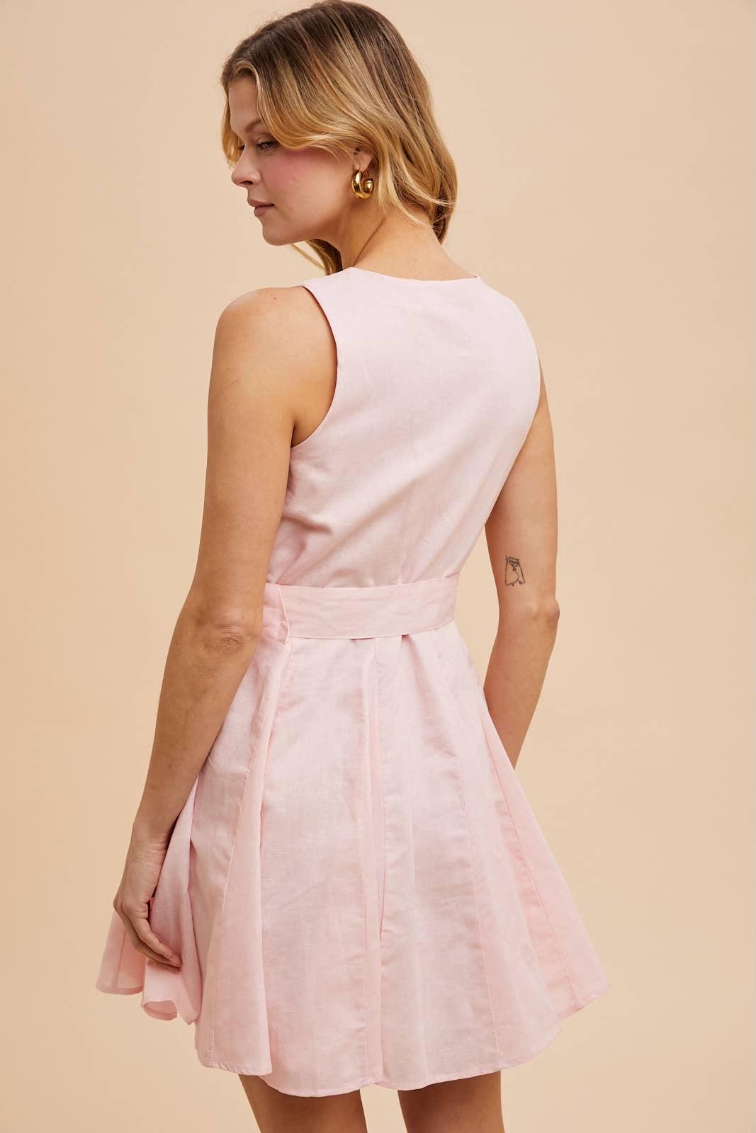 Pretty in Pink Linen Dress — view 3