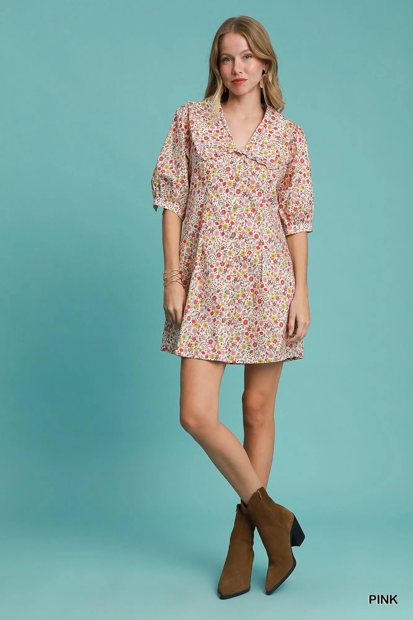 Love is A Verb Vintage Floral Dress in Pink — view 7