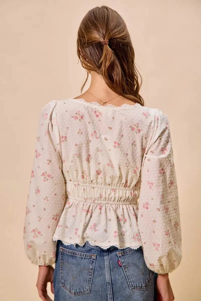 Wildflower Lace Ruched Bow Blouse — view 8