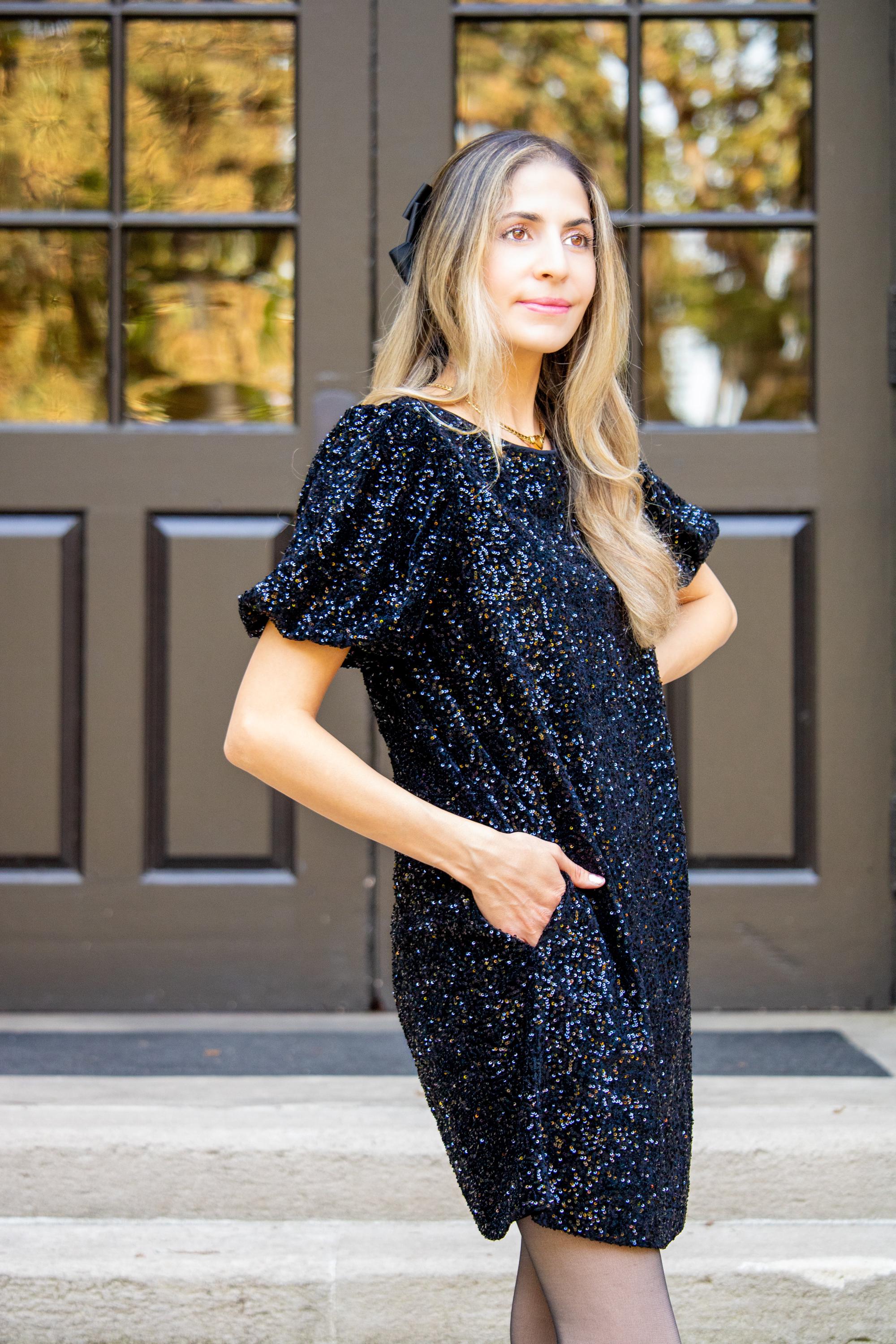 Sequin Dress in Swifty Midnight — view 12