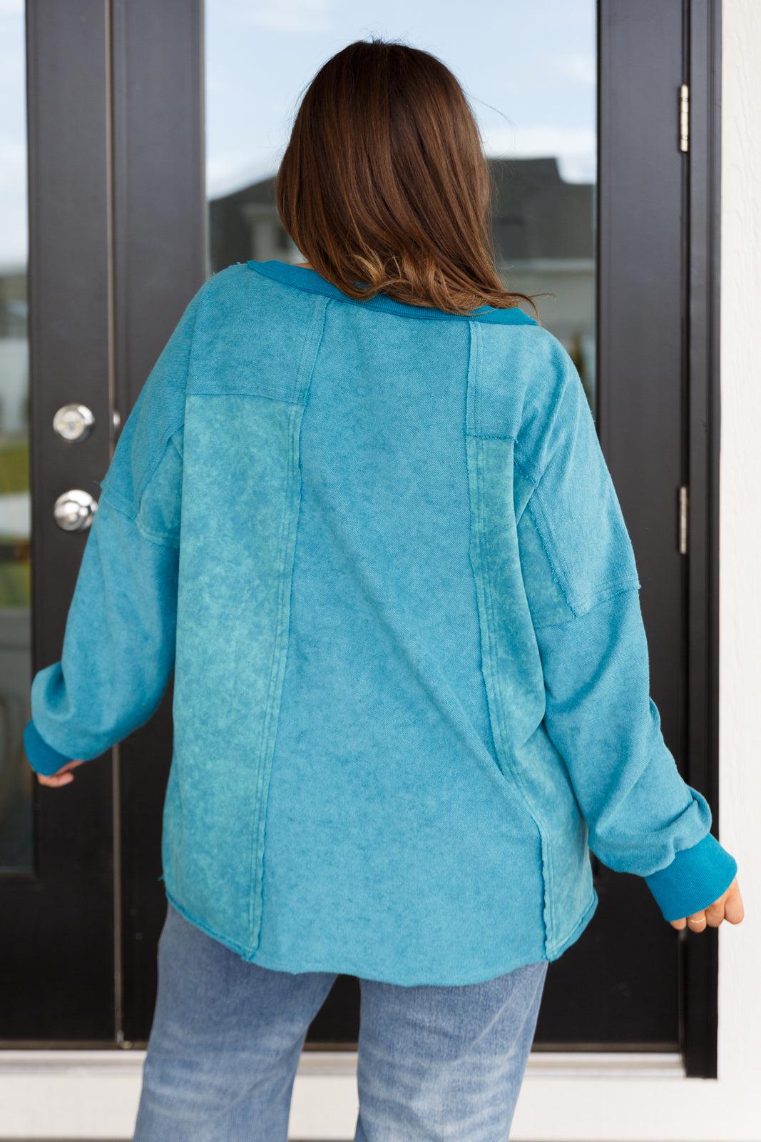 Pullover Top Blue Long Sleeve Tee Ocean's Apart Mineral — view 11