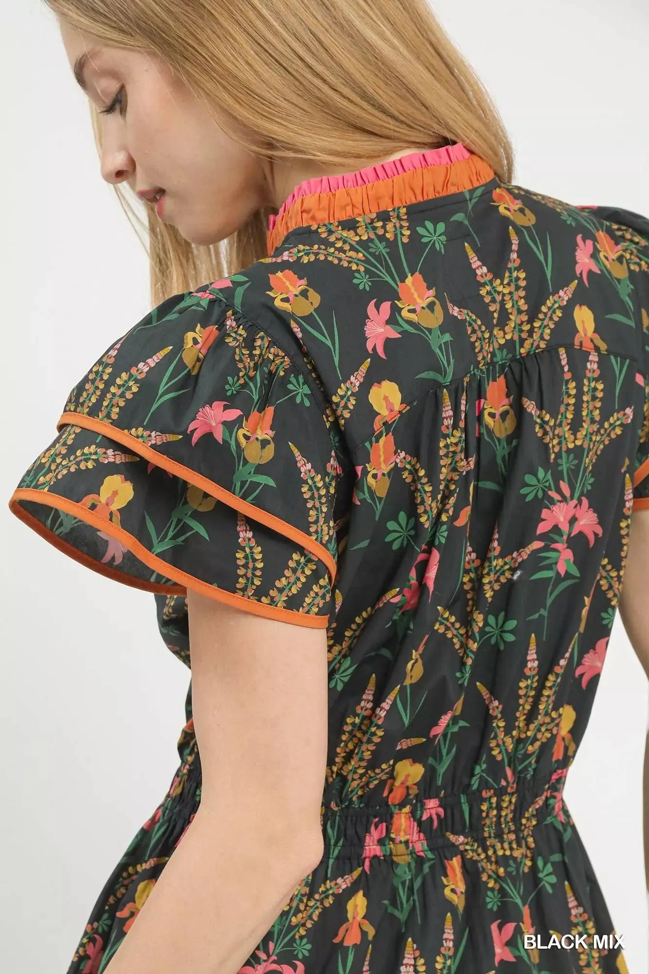 Whimsical Floral Midi Cotton Dress — view 6