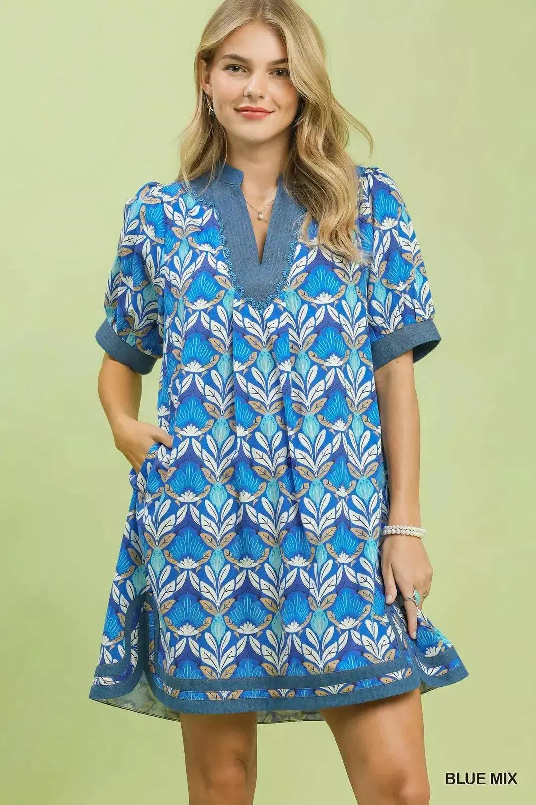 Passport to Paris Tile Print Mini Dress