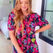 Floral Blouse - Square Neck, Long Sleeve Jersey Knit — view 2