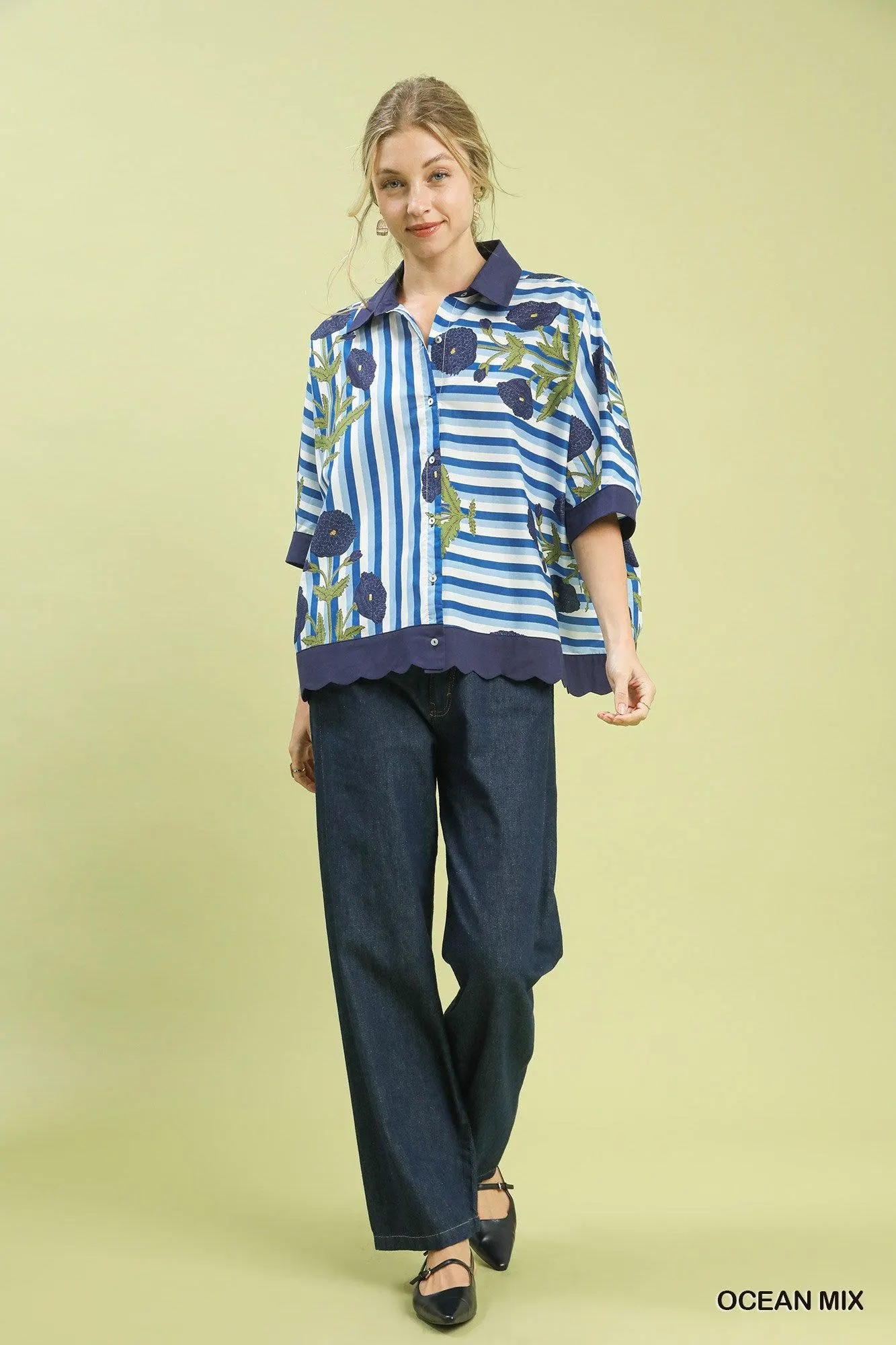 Heaven Sent Floral Layering Top in Blue — view 5