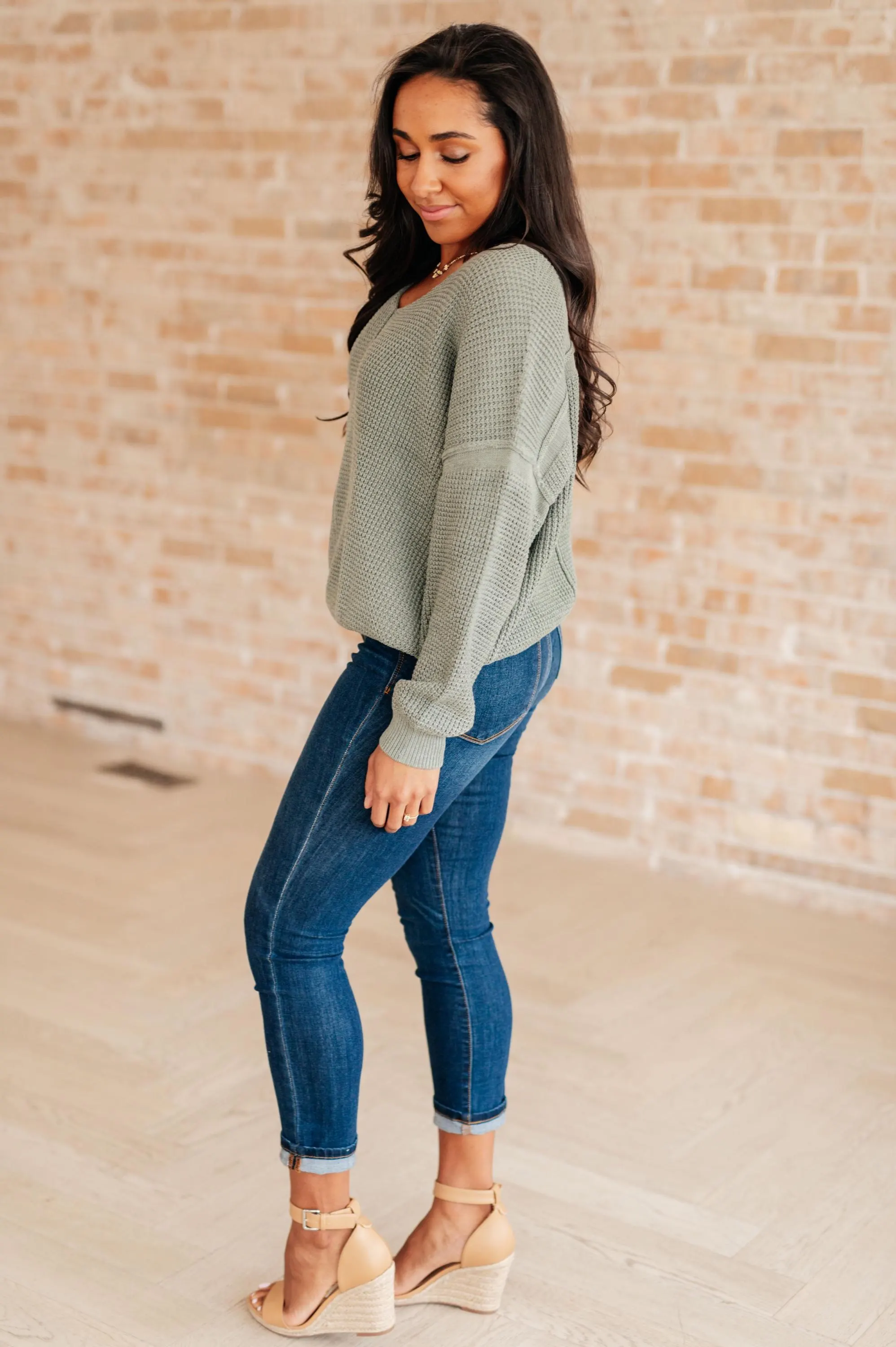 Sweater Weather Top Magi Lune V-neck Sweater — view 6