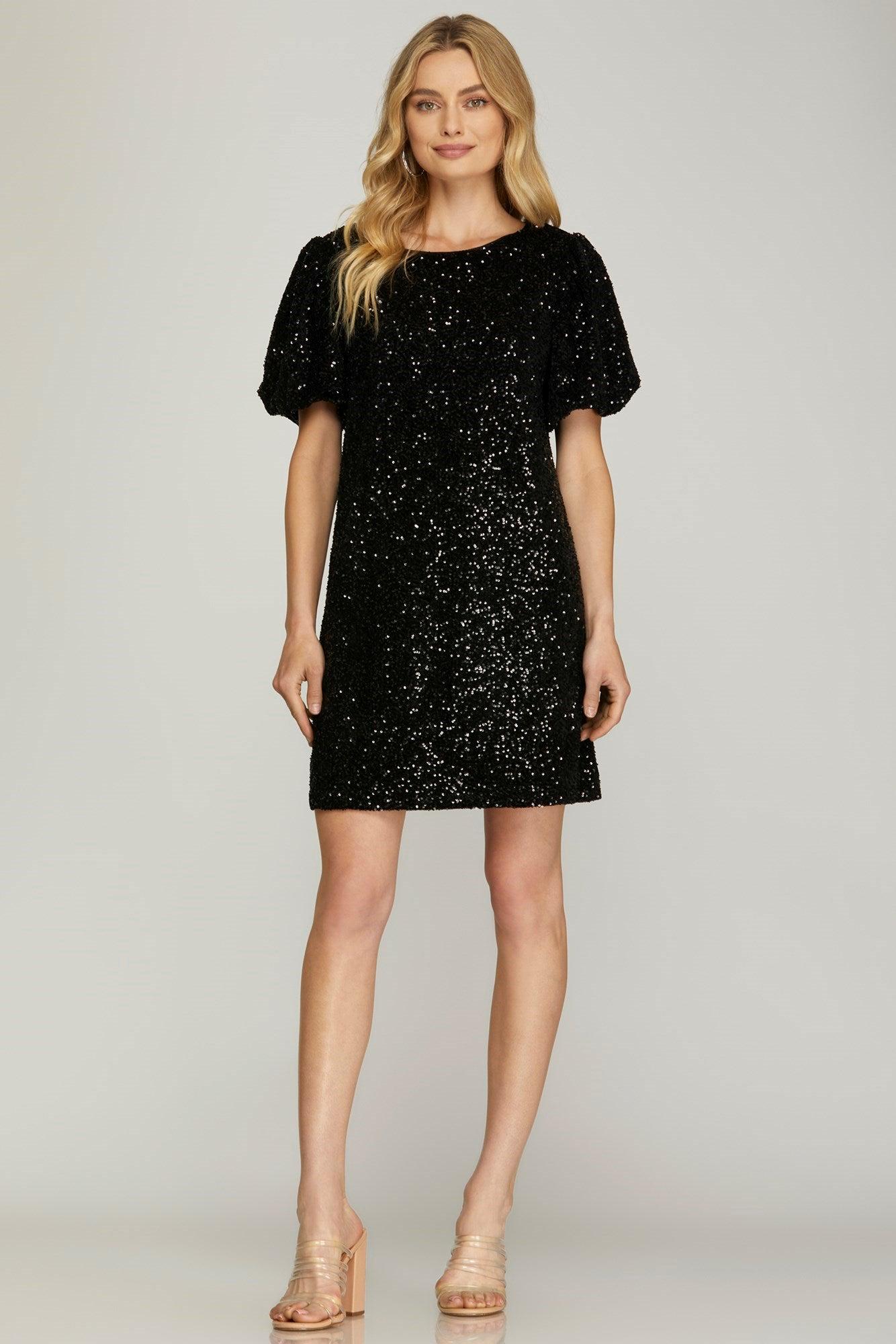 Sequin Dress in Swifty Midnight — view 15