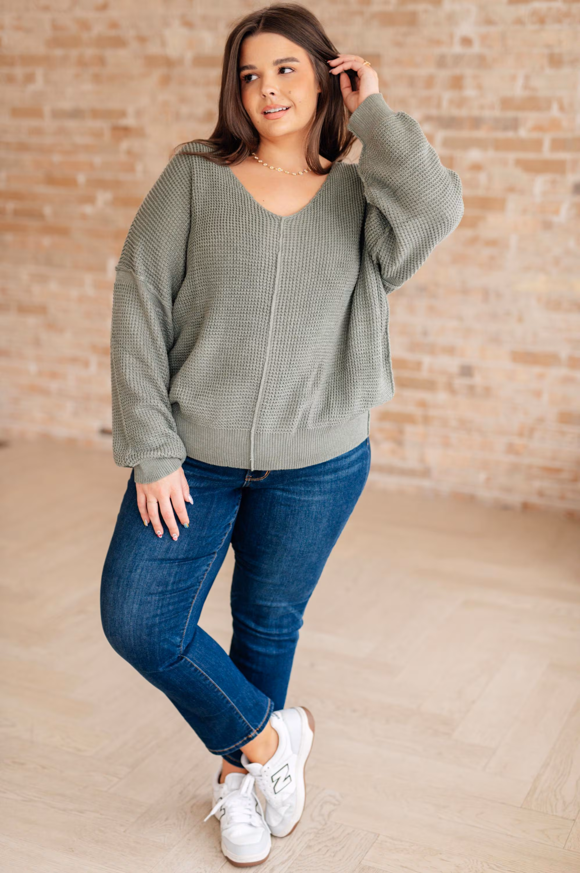 Sweater Weather Top Magi Lune V-neck Sweater — view 4