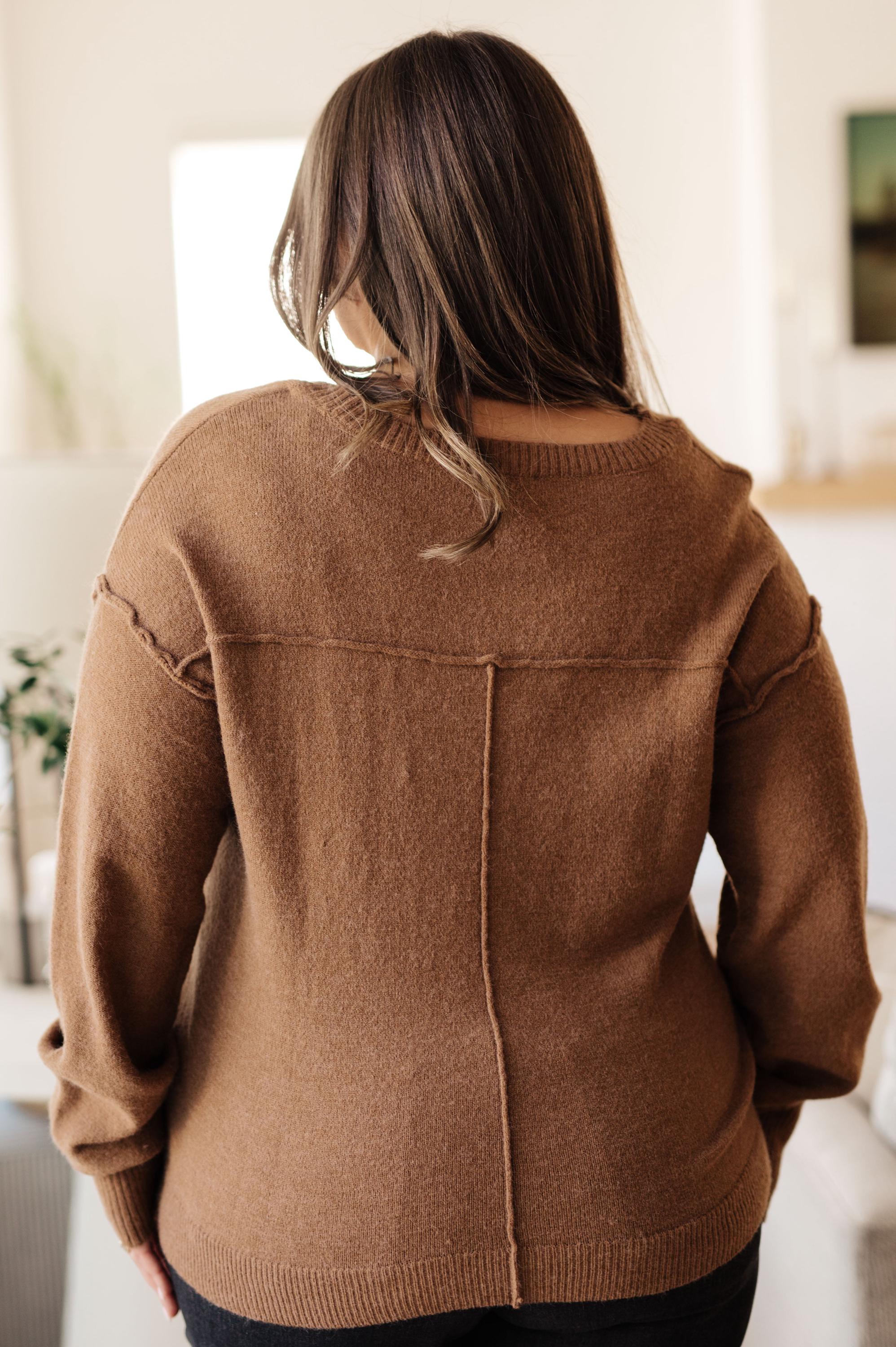 Back to Life V-neck Sweater in Mocha — view 9
