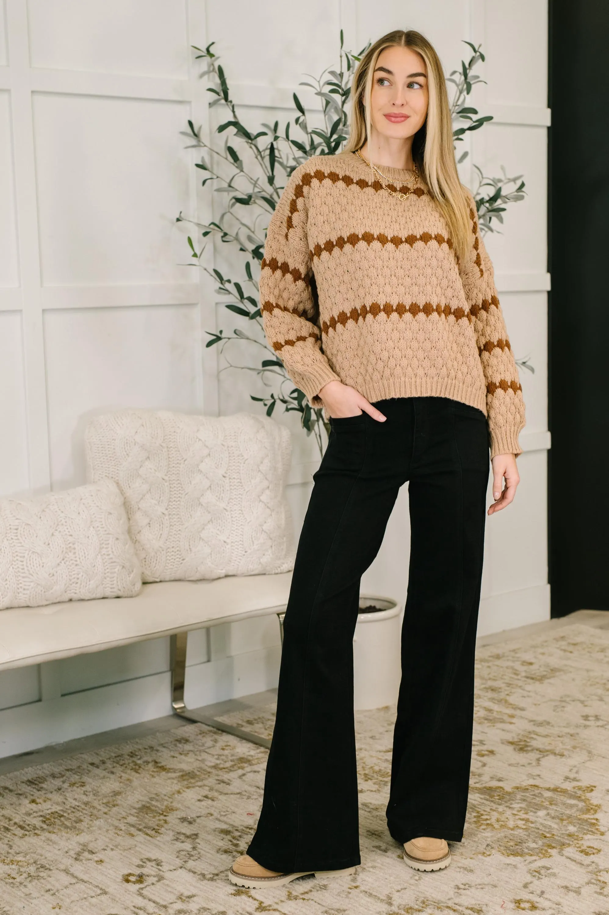 Ivy Lane Textured Sweater in Taupe — view 3