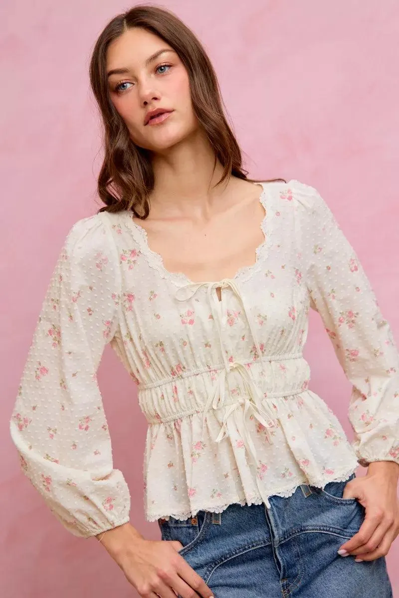 Wildflower Lace Ruched Bow Blouse — view 6