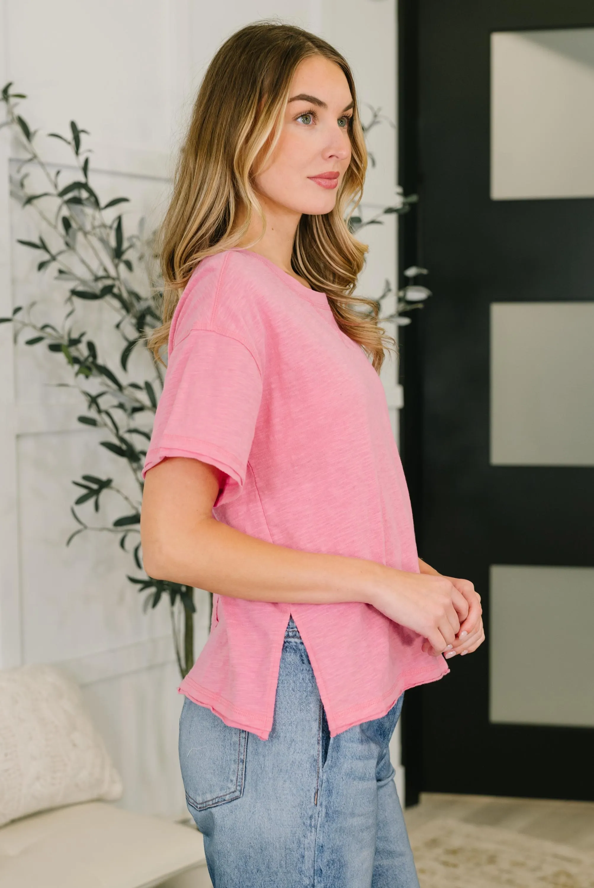 Effortless Edit Cotton Tee in Candy Pink — view 4