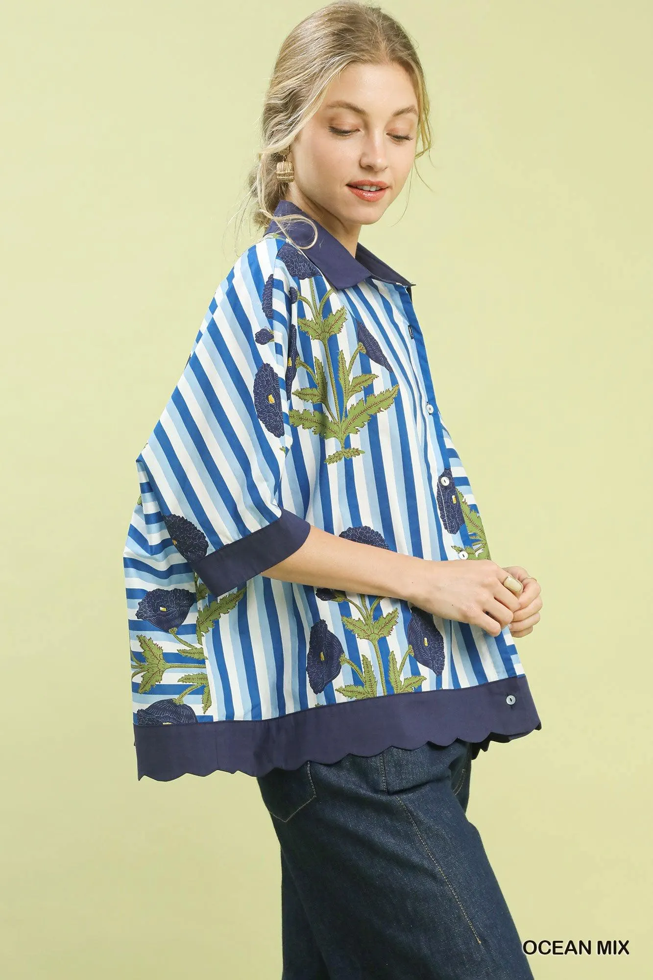 Heaven Sent Floral Layering Top in Blue — view 3