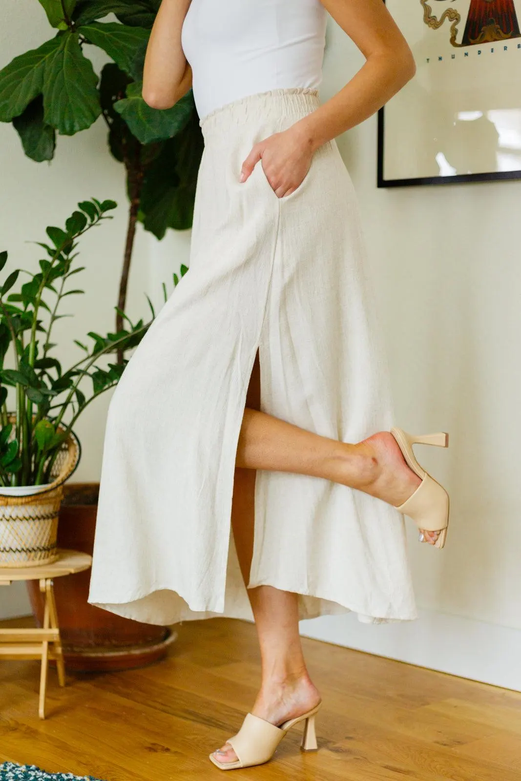 Homesteading Linen Maxi Skirt in Sourdough — view 4