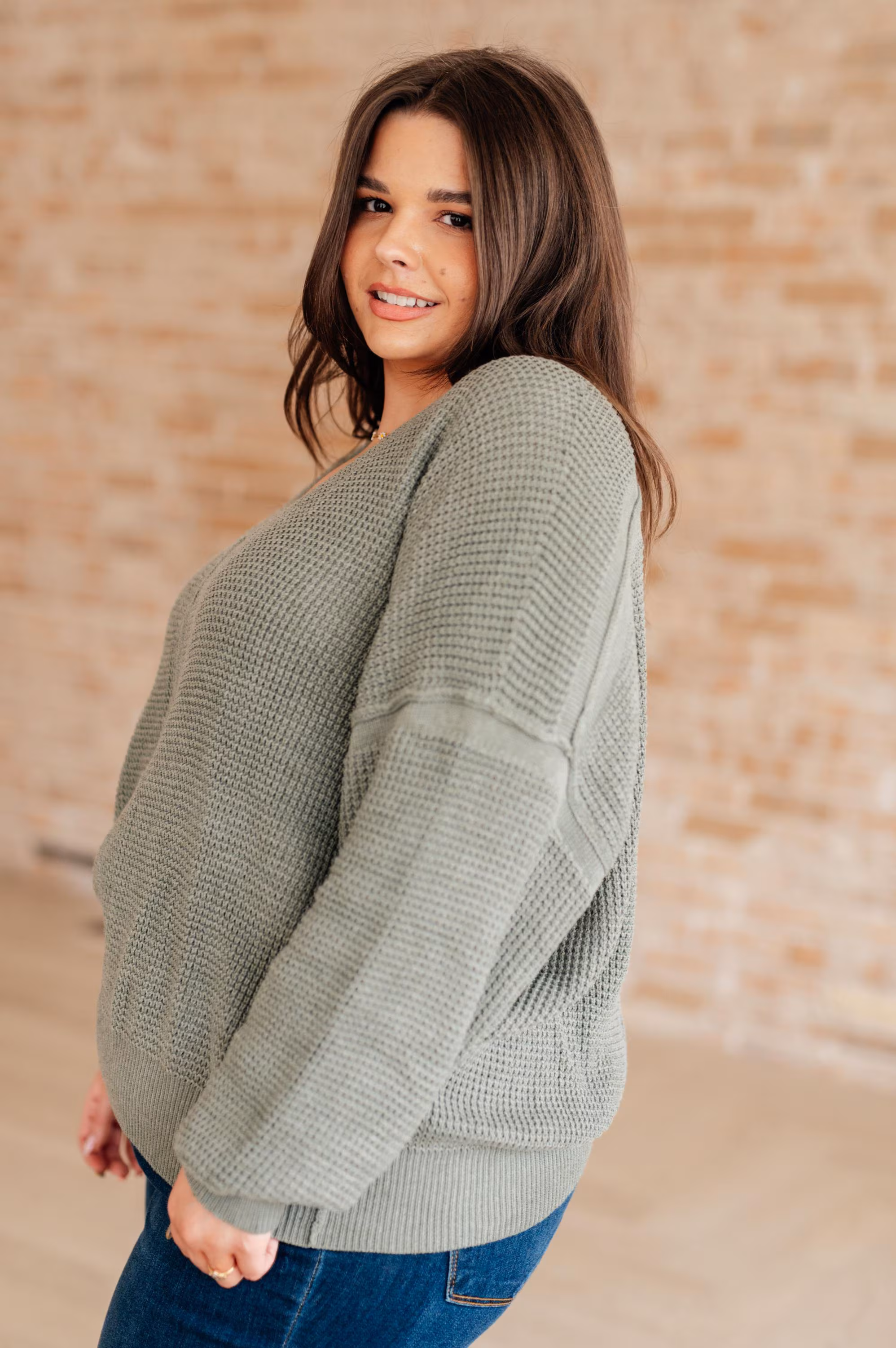 Sweater Weather Top Magi Lune V-neck Sweater — view 7