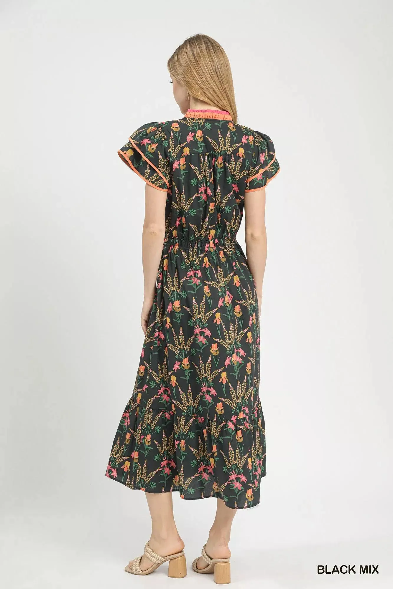 Whimsical Floral Midi Cotton Dress — view 5