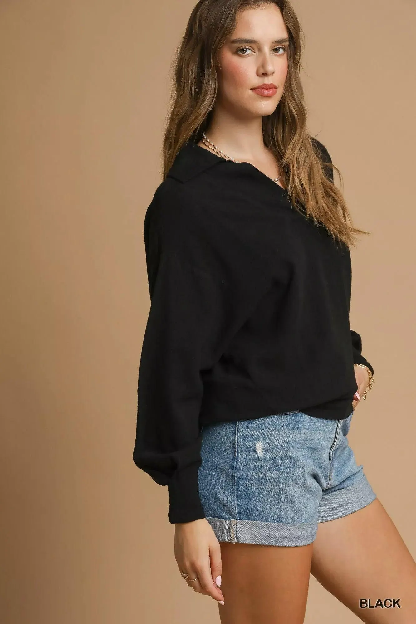 Autumn Elegance Linen Blouse — view 4