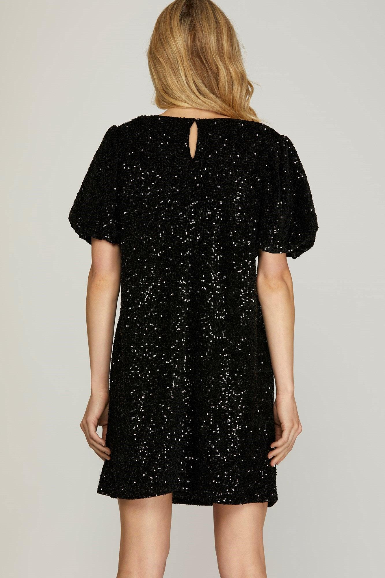 Sequin Dress in Swifty Midnight — view 20