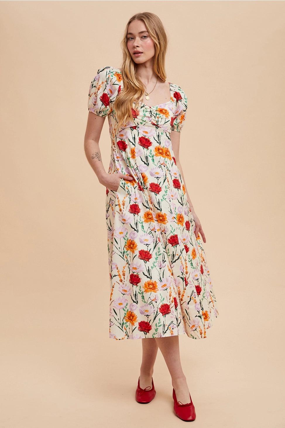 Autumn Rose Babydoll Maxi Dress