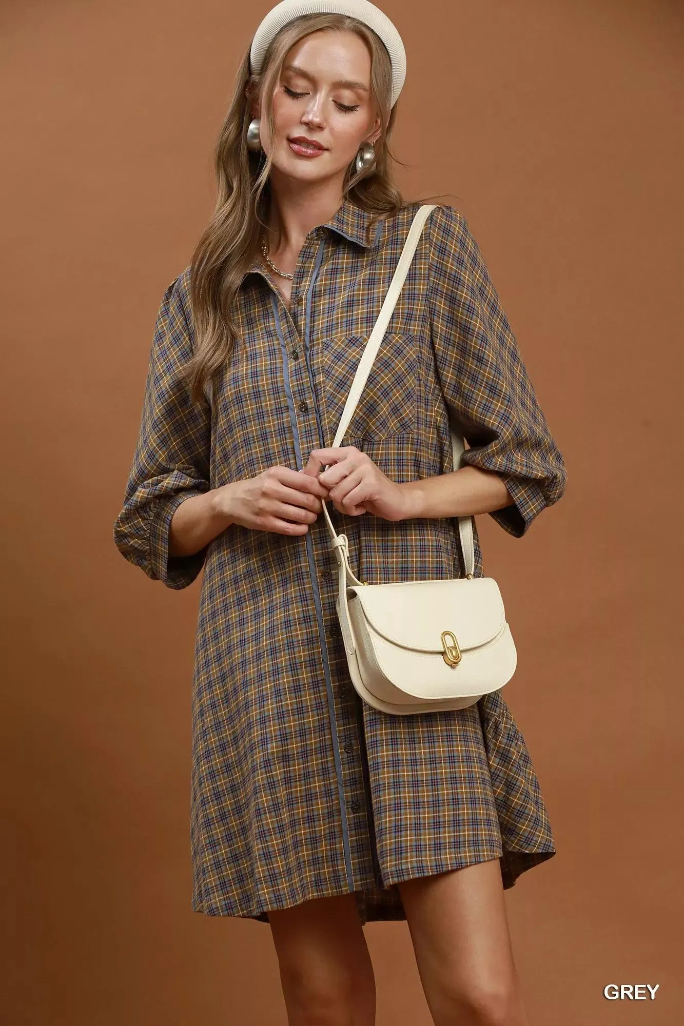 Falling for You Plaid Cotton Shirt Dress