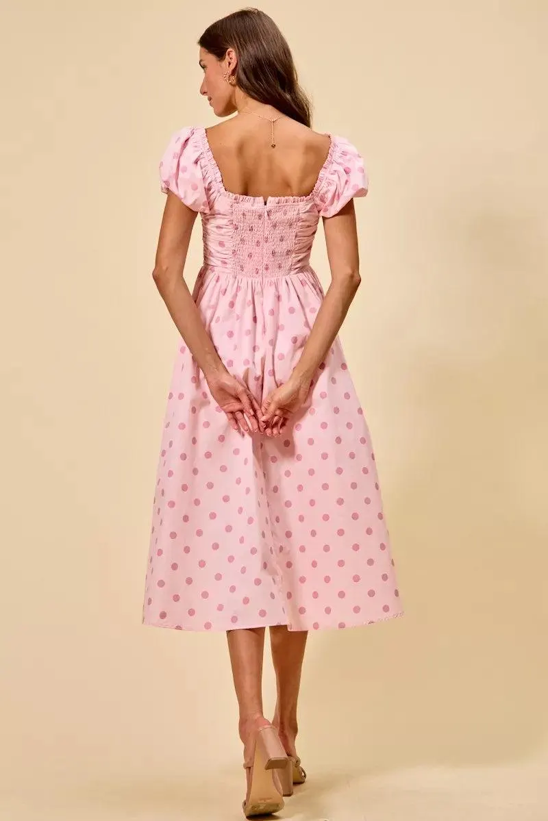 50's Polka Dot Retro Cutie Dress in Pink — view 11