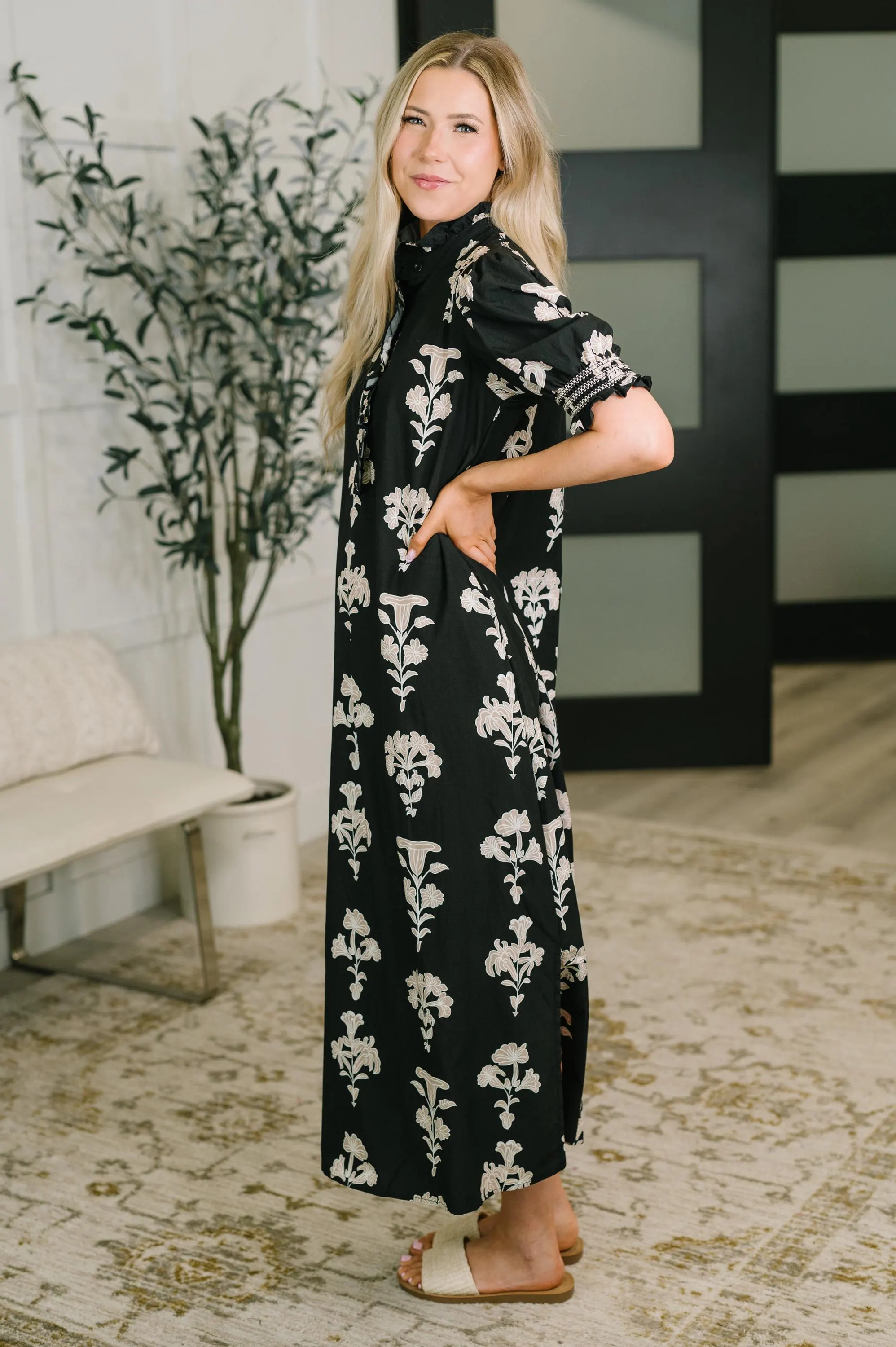 Elegant Darlin' Puff Sleeve Cotton Maxi Dress — view 4