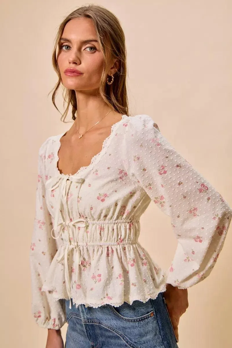 Wildflower Lace Ruched Bow Blouse — view 18