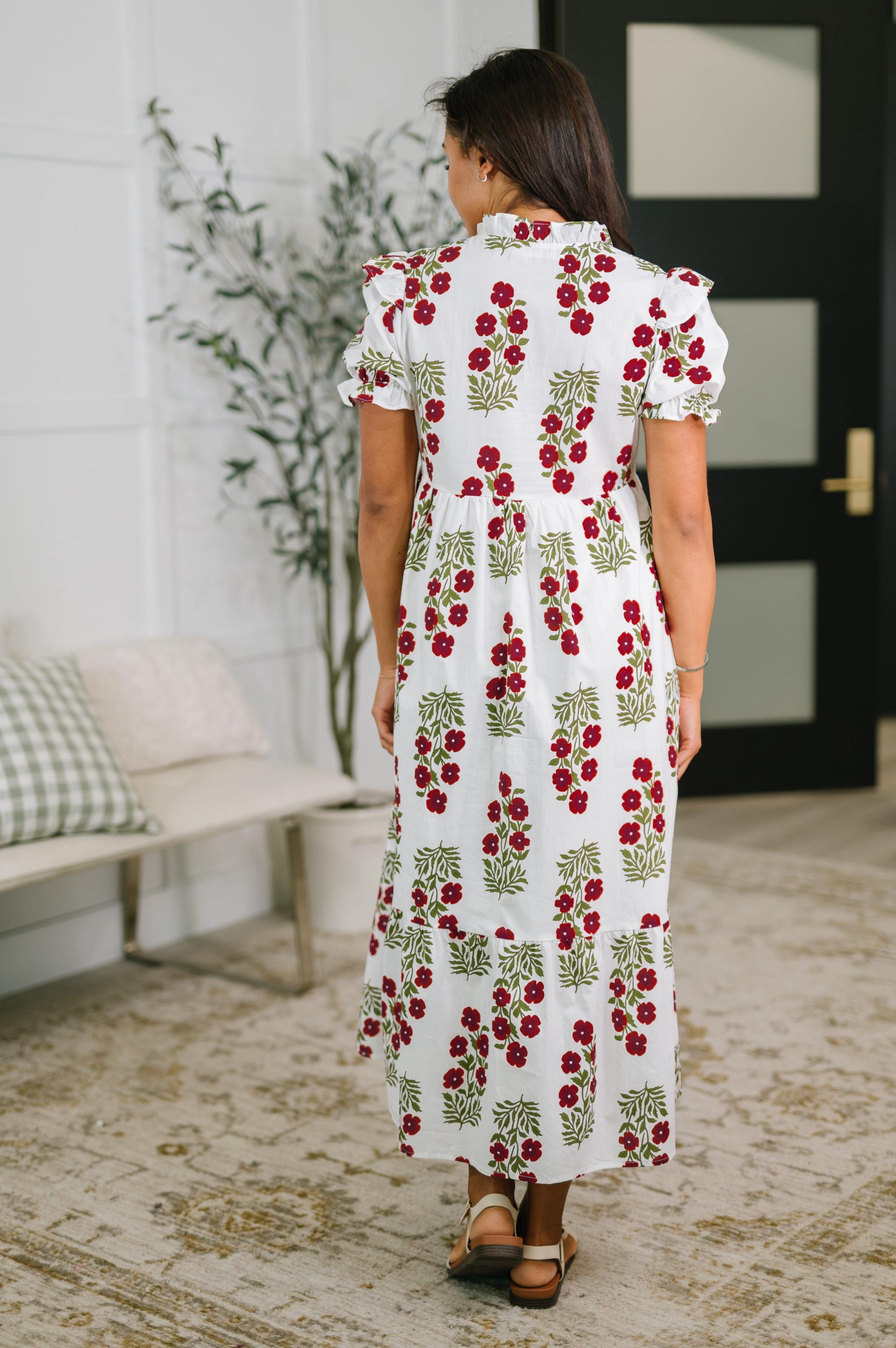 Quiet Life Notch Neck Tiered Dress in White — view 6
