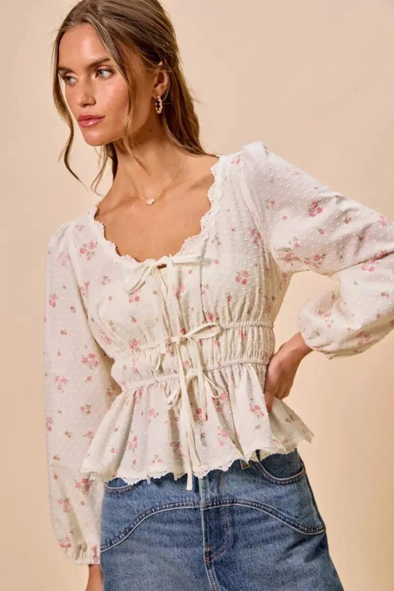 Wildflower Lace Ruched Bow Blouse — view 16