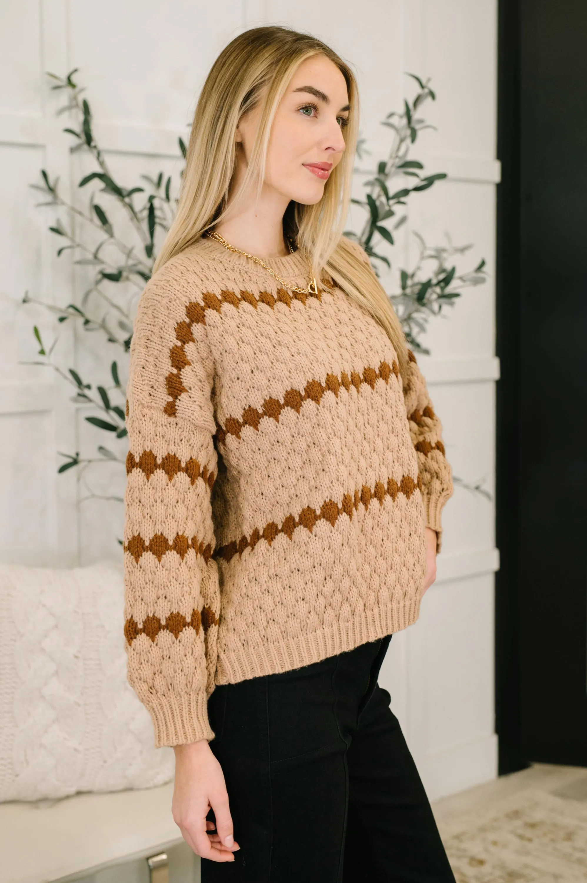 Ivy Lane Textured Sweater in Taupe — view 4