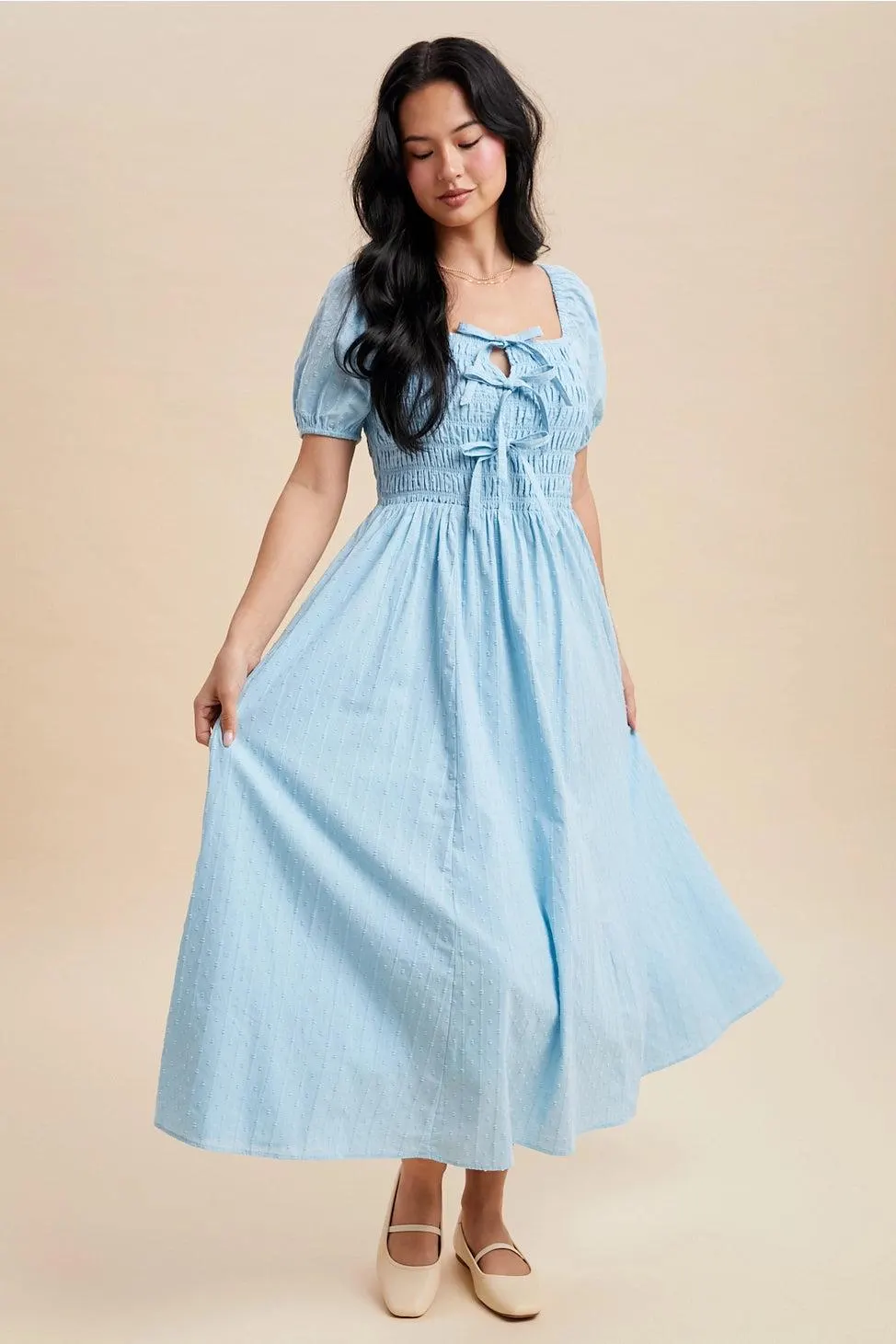 Wonderland Whimsy Cotton Dress in Blue Aura