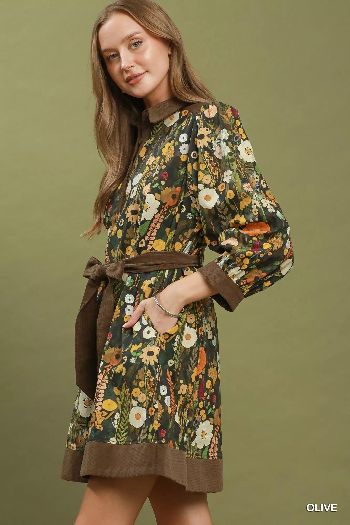 Olive You More Floral Cotton Mini Dress — view 4