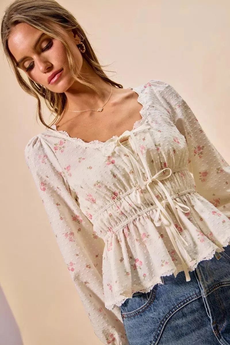 Wildflower Lace Ruched Bow Blouse — view 17