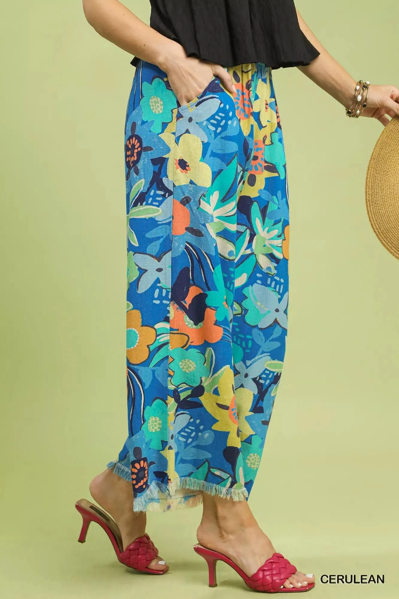 Floral Harbor Wide Leg Linen Blend Pants — view 2