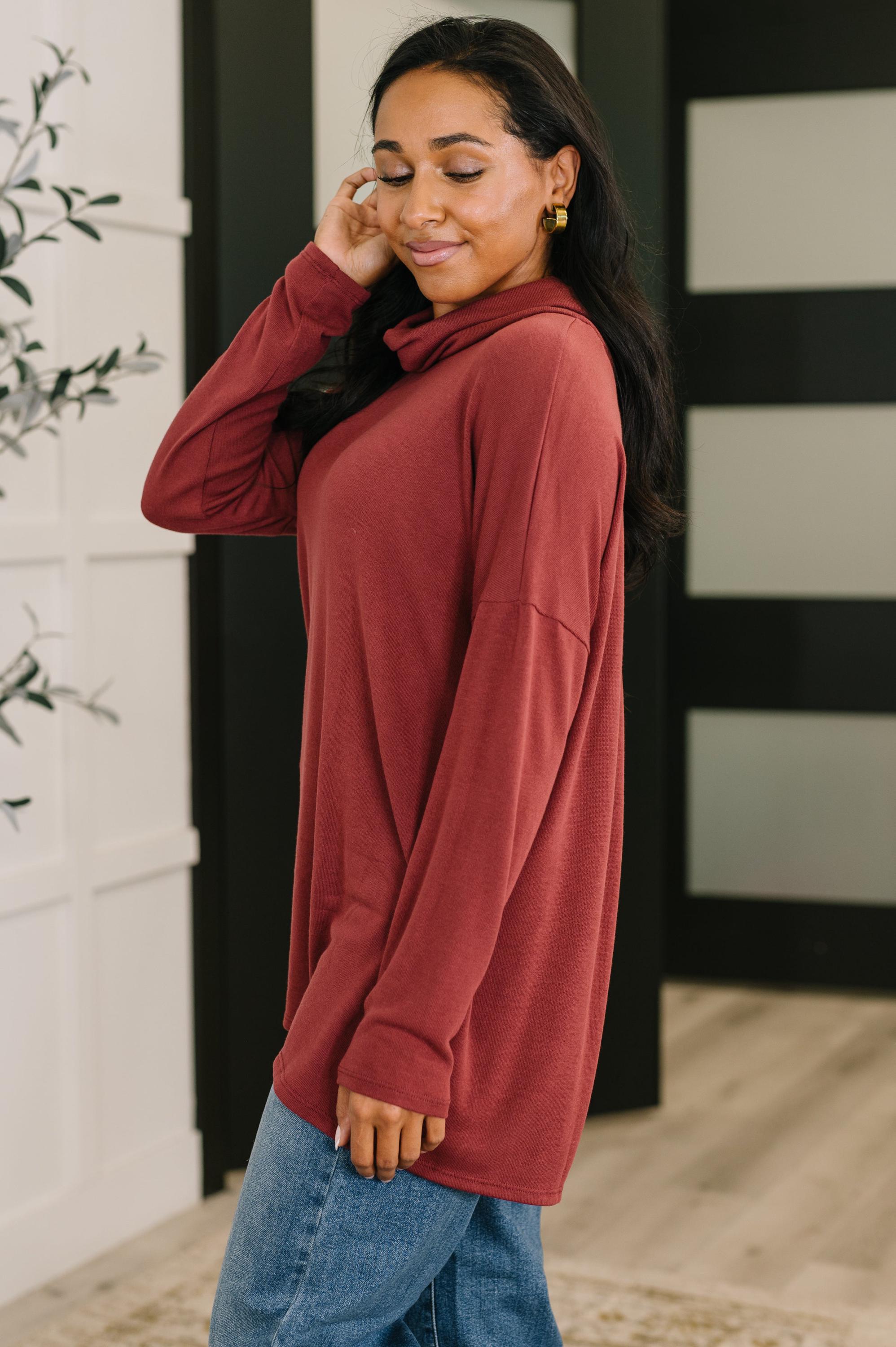Travel Destination Pullover Top in Wine — view 3