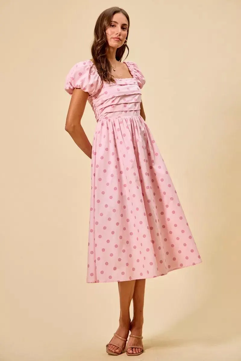 50's Polka Dot Retro Cutie Dress in Pink — view 7