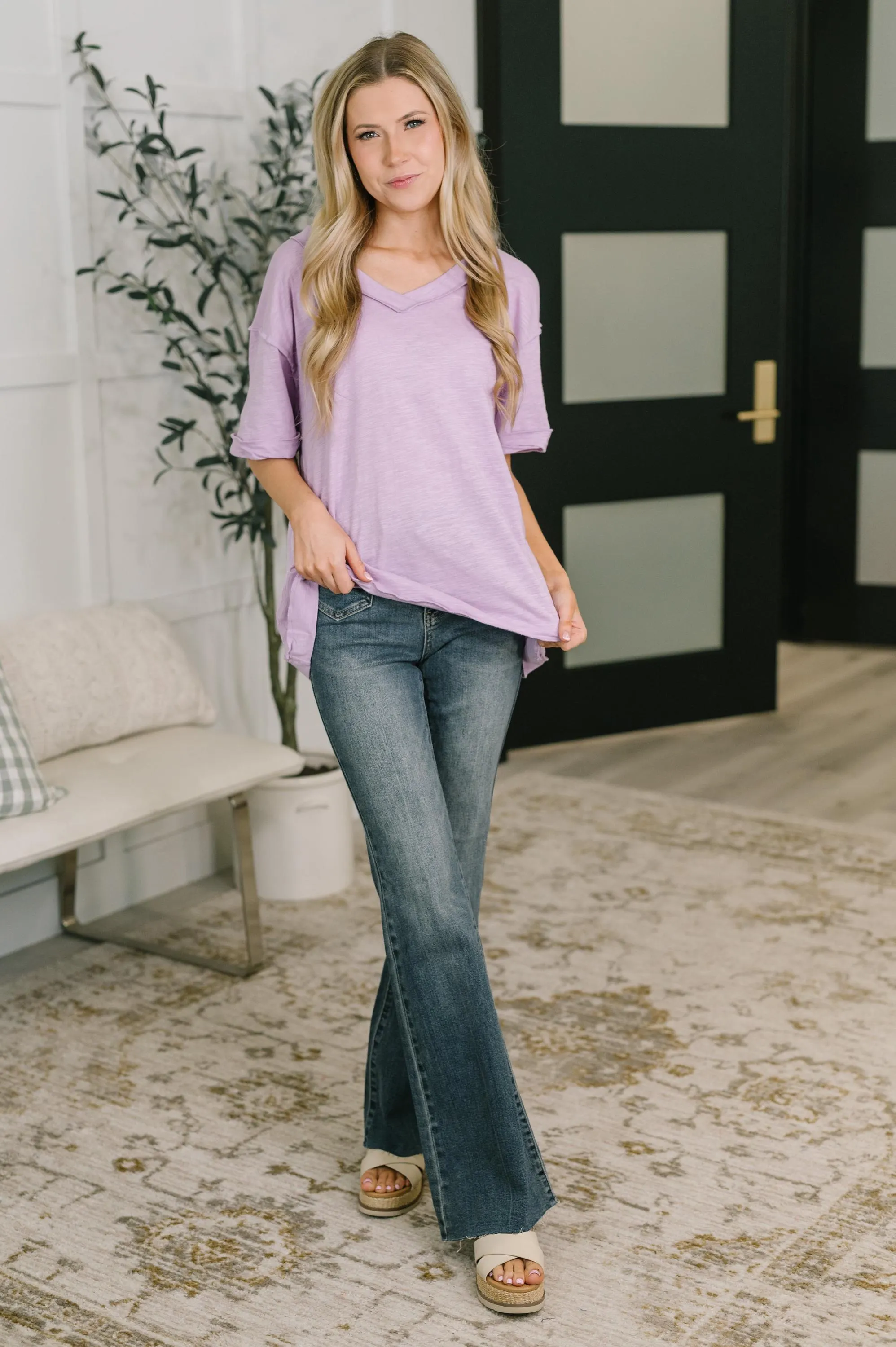 Thanks to You Relaxed Cotton Tee in Lilac — view 4