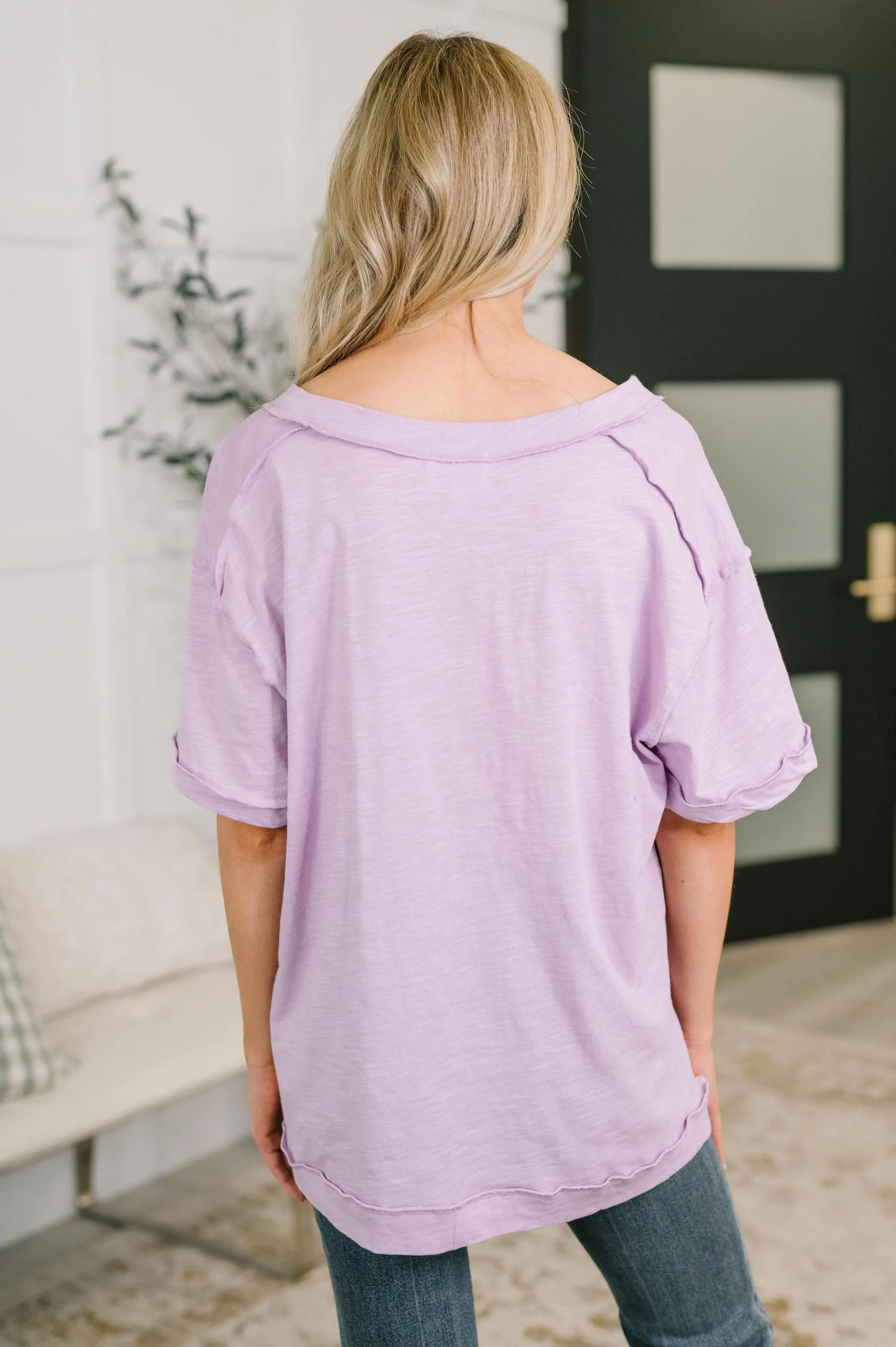 Thanks to You Relaxed Cotton Tee in Lilac — view 6
