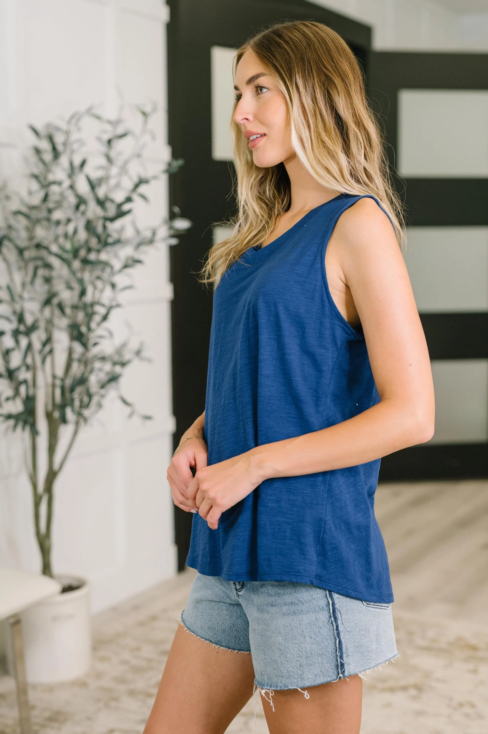 Getting Good V-neck Tank in Navy — view 5